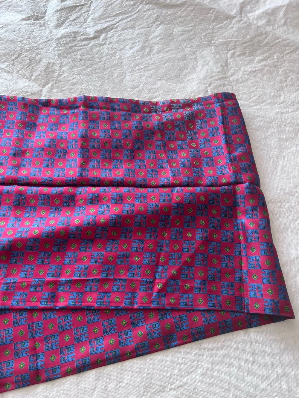 Vintage Unisex Republic of China 100% Silk Hand Printed Fringe Scarf 11 x 50